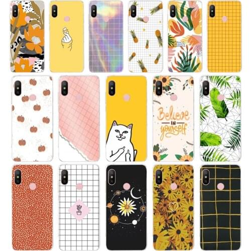 79AA Yellow Gird gift Soft Silicone Tpu Cover phone Case for Xiaomi Redmi 6 Pro 6A 7A Note 6 Pro 7 case