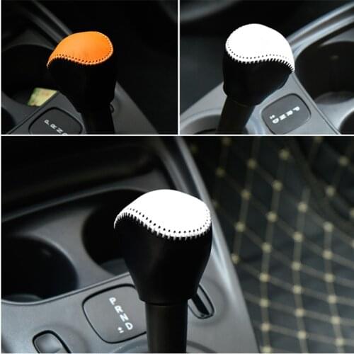 Hand-stitched leather shift cover for new Smart Fortwo Forfour 453 gear knob cover car interior trim accessories modification