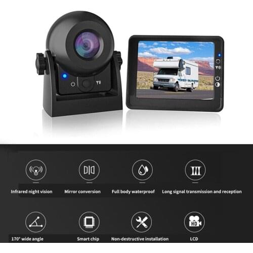 Wifi Wireless Reversing Camera With 4.3 Inch LCD Monitor IP68 Waterproof Car Rear View Camera Kit For Car Truck