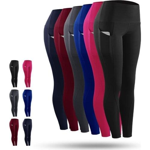 2019 High Elastic Leggings Pant Women Solid Stretch Compression Sportswear Casual Yoga Jogging Leggings Pants With Pocket