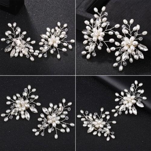 2Pcs Elegant Fashion Rhinestone Pearl Shoes Clips Flower Dress Hat Wedding Party N7MF