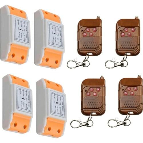 2016 new RF 220 v 1 ch wireless remote control switch 4 receiver +4 transmitter safer cover