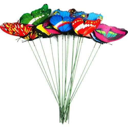50pcs/Bunch 7cm Colorful Artificial Butterflies Garden Decor Yard Planter Outdoor Pots Home Butterfly Stakes Decoracion Flower