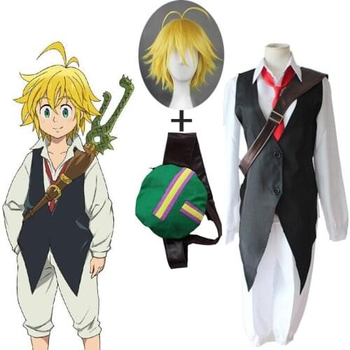 2020 6PCS Anime The Seven Deadly Sins nanatsu no taizai Dragons Sin of Wrath Meliodas Cosplay Costume Full Set Uniform and wigs