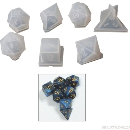 7 Shapes Dice Fillet Square Triangle Dice Mold Crystal Epoxy Resin Mold Kit Dice Digital Game Silicone Mould N12 20 Dropship