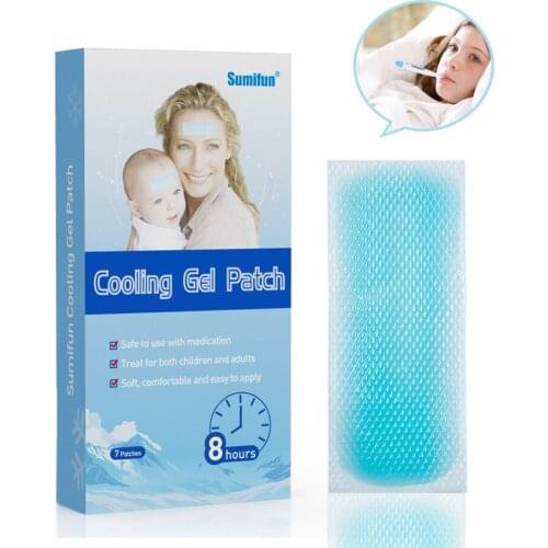 7Pcs Cooling Patch Down Fever Ice Medical Plaster Anti Hot Lower Temperature Polymer Hydrogel Family Outdoors Essential Patches