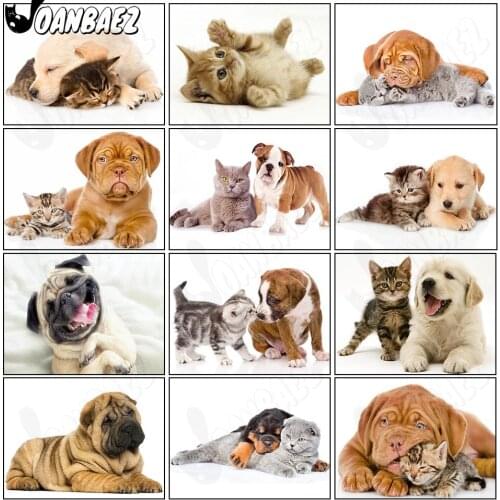 Simple Animal Diamond Painting 5D Diy Cat and Dog Cross Stitch Sleeping Small Animal Diamond Embroidery Inlaid Handmade Design