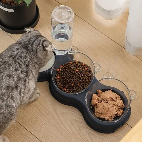 1.8L Double Pet Bowl Automatic Cat Bowl Water Dispense Anti-Overflow Tableware Moisture-Proof Mouth Dual-Use Cat Dog Bowls