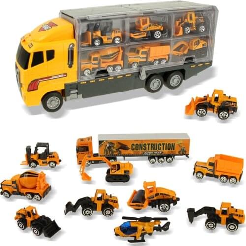 Big Truck Toy 6/12PCS Mini Alloy Diecast Car Model 1:64 Scale Toys Vehicles Carrier Truck Engineering Car Toys For Kids Boys