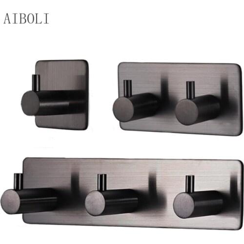 Black L-shape Hooks Waterproof Adhesive Hanger Wall-mounted Clothes Umbrella Keys Hats Storage Hook Drill-free Decoration Hooks
