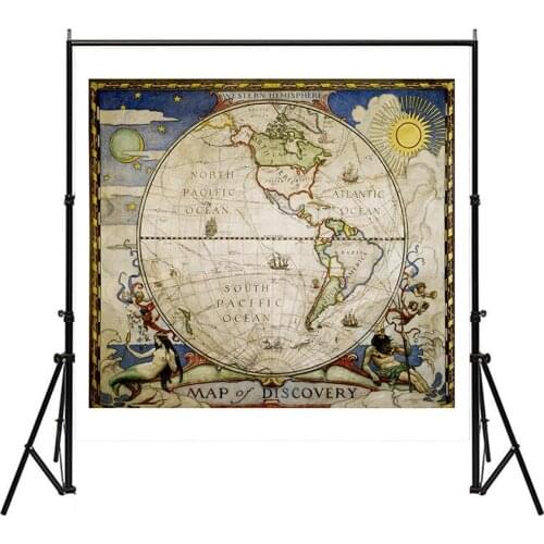 Medieval Style Decorative Map 90x90cm Simple Non-woven No-fading World Map For Kids and Children