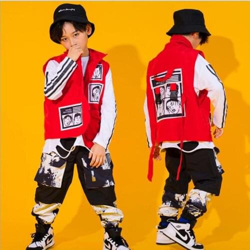 Kids Cool Drum Hip Hop Clothing Sleeveless Jacket Tops Camo Tactical Cargo Pants Girls Boys Dance Costume Clothes Street Wear