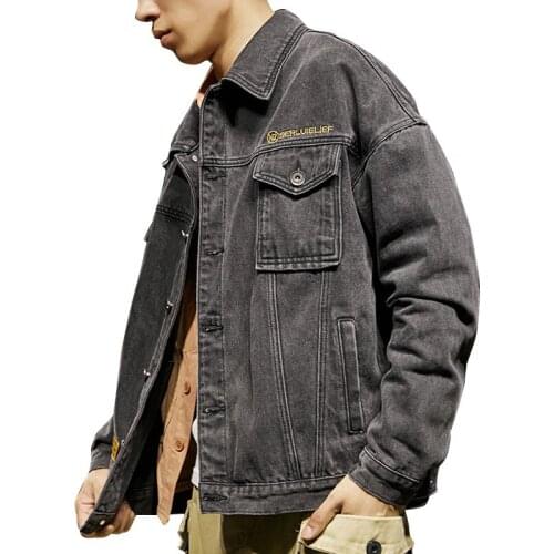 Denim jacket men spring autumn new trendy brand Jeans Coats loose Streetwear Cotton Stretch solid Outerwear Button Coats Tops