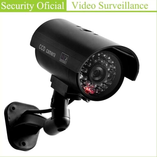 Hot Sale Dummy Security Simulation Camera Deter Thieves Outdoor Waterproof Fake Surveillance Bullet Cameras With Red Flash Light
