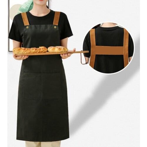 Waterproof canvas apron, kitchen, milk tea shop, restaurant work clothes, custom logo print