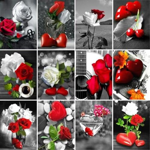 GATYZTORY 60x75cm Frame DIY Painting By Numbers acrylic rose flowers Hand Painted Oil Paint By Numbers For Home Decor Art