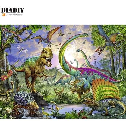 Full Square&round drill 5D DIY Diamond embroidery dinosaur forest Diamond Painting Cross Stitch Rhinestone Mosaic decor gift