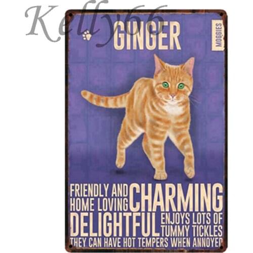 [ Kelly66 ] Ginger CAT Metal Sign Tin Poster Home Decor Bar Wall Art Painting 20*30 CM Size y-1794