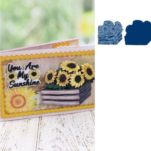 Box of Sunflowers Metal Cutting Dies Scrapbook Diary Decoration Stencil Embossing Template DIY Greeting Card Handmade 2021