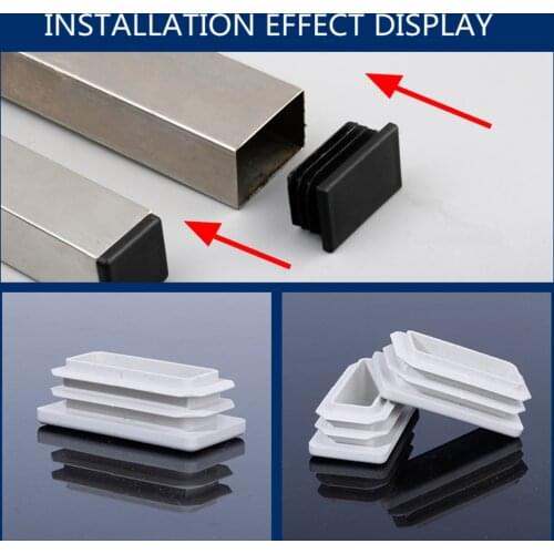 Square Plastic Black Blanking End Cap Tubing Pipe Insert Plug Bung Black/White Insert For Chair Leg Pipe 15mm ~ 100mm Furniture