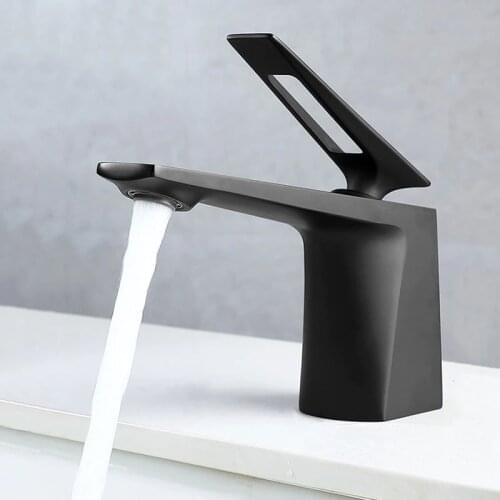 Brass Bathroom Basin Mixer Single Hole Deck Mounted Hot And Cold Water Mixer Faucet Matt Black/Chrome/Brushed Gold