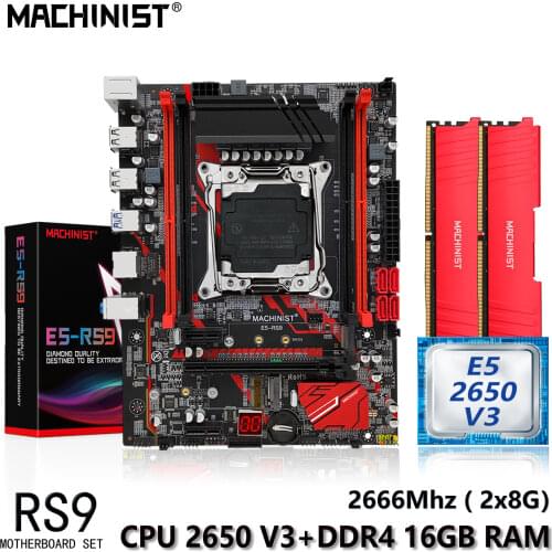 X99 Motherboard Set Kit with Intel Xeon E5 2640 V3 LGA 2011-3 CPU 2*8GB(16GB) DDR4 ECC REG RAM 2133Mhz M-ATX NVME M.2 SSD RS9