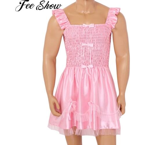 Mens Party Dress Adult Babies Lingerie Exotic Baby Doll Chemises Sissy Crossdress Costume Hot Nuisette Pajamas Lolita Nightwear