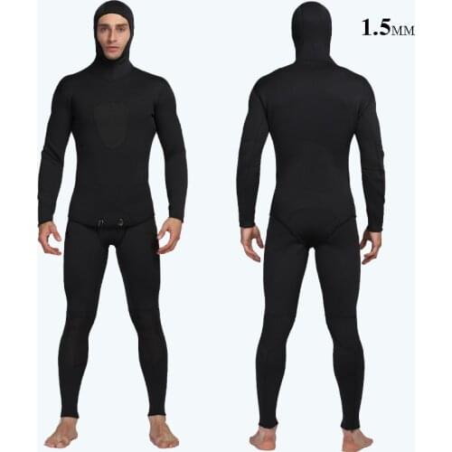 Men Snorkeling Professional 1.5MM Neoprene Wet Suit Hooded For Spearfishing Swimming Underwater Diving Equipment SwimSuit Set