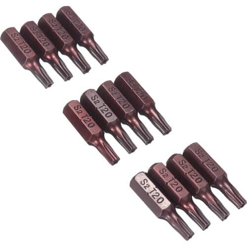 New 12Pcs T20 Torx Security Screwdriver Bits S2 Magnetic Screwdriver Bits For Screwdriver Tool Accessories 1/4" Hex Shank