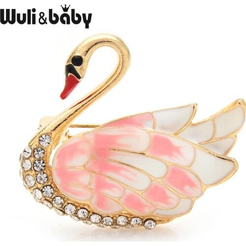 Wuli&baby New Designer Swan Brooches For Women Unisex 3-color Elegant Bird Party Office Brooch Pin Gifts