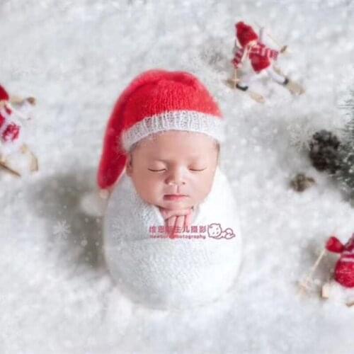 Newborn Christmas prop Red and white Santas elf Christmas hat Kids Crochet Santa Hat Father Christmas Bonnet