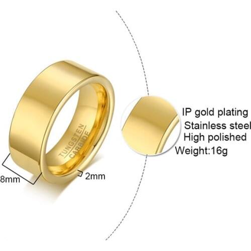 New European And American Accessories Gold Simple Mens Bare Body High-Quality Tungsten Steel Ring Jewelry