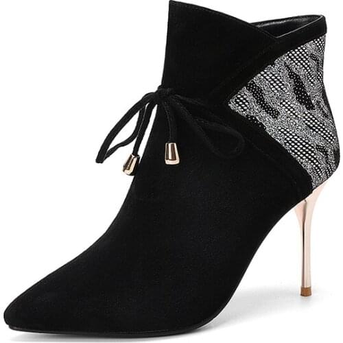 Plus Size 45 New Sexy Black Women Boots High Heels Fashion Nightclub Party Dance Ankle Boots Ladies Shoes