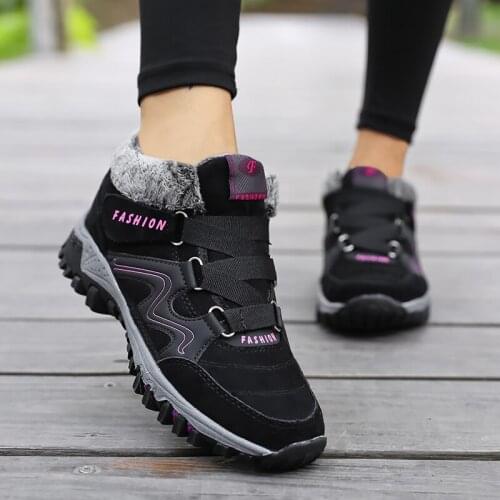 VIP Sales Winter Womens Snow Boots Leather Women Warm Thick Plush Snow Boots Waterproof Wedge Suede Boots Lady Shoes