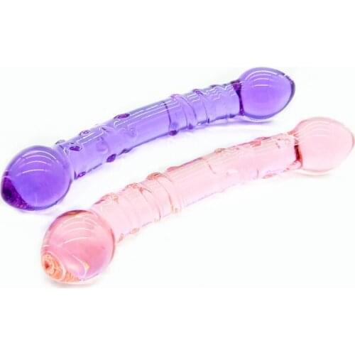 Pink/Purple transparent glass anal plug dildo anus dilator expander butt plugs large big butt plug ass Sex toys for woman