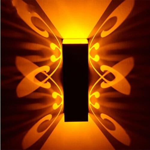 Indoor LED Wall Lamp 2W Butterfly Projection Aluminum Sconce AC110-220V Decorate Wall Lighting Free Shipping