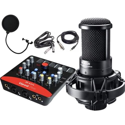 Takstar PC-K220 And ICON Upod Pro Condenser Microphone Interface Sound Card Kit For Computer Network Live Broadcast Recording