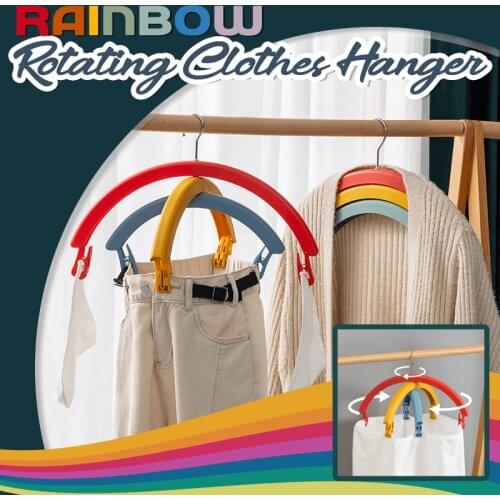Clothes Rack Creative Rainbow Rotating Racks Multifunctional Three-layer Bed Sheet Drying Rack Clothes Hanger with Pants Clip