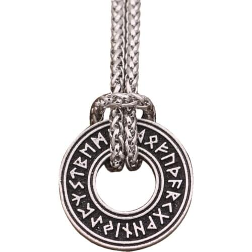 Vintage Runic Vegvisir Compass Pendant Necklace Pagan Elder Futhark Runes Viking Necklace Norse Amulet Talismans Jewelr