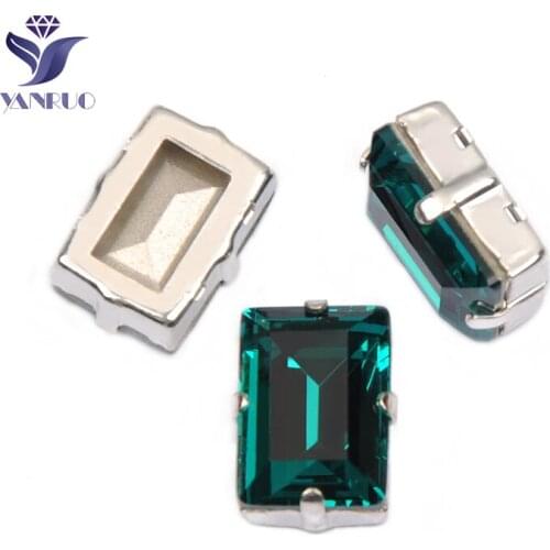 YANRUO 4527 All Sizes Blue Zircon Step Cut Point Back Strass Glass Stones Sewing Crystals Rhinestones For Jewelry Making