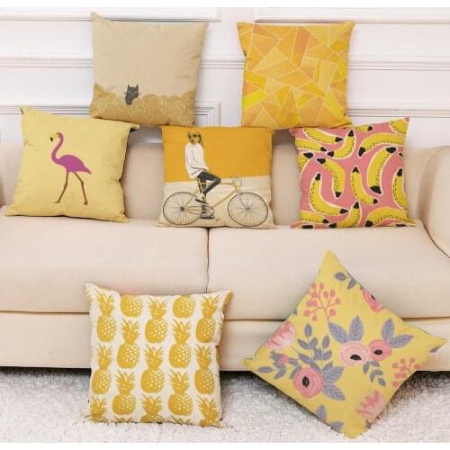 Zeroomade Yellow Cute Printing Cushion Covers Home Decorative Geometric Thorw Pillow Cases Covers Gift For Sofa Chair Car Decor