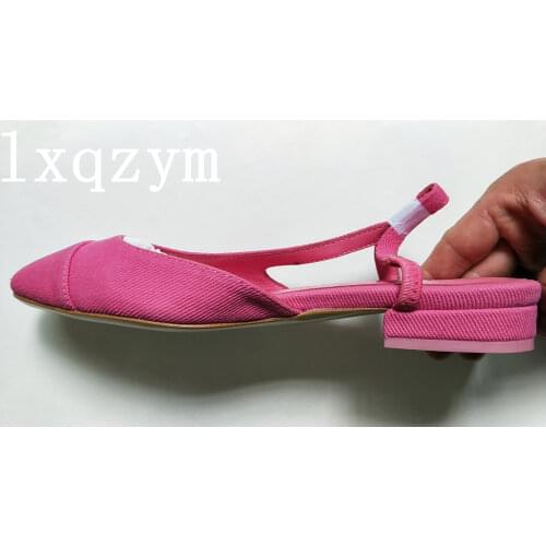 2021 Pink Blue New Women Shoes Luxury Brand Designer Flat Patchwork Shoes Fashion Lady Round Toe Sandals Slingback pumps