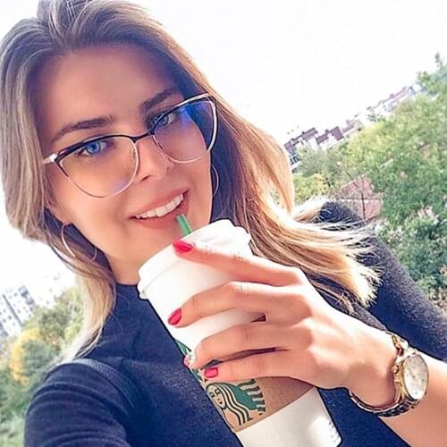 Women Fashion Glasses Cat Eye Gold Metal Frame Prescription Eyeglasses Female Accessories Pink Green Gift Items JDA3288