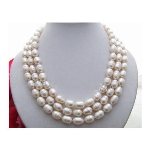 Women Gift word Love Shipping >>>>>12-13mm white baroque rice freshwater pearl necklace 50" mujer for -jewelry