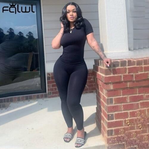 FQLWL Summer Streetwear Bodycon 2 Two Piece Sets Women Outfits O Neck Short Sleeve Top Casual Pants Suits Pink Tracksuit Women