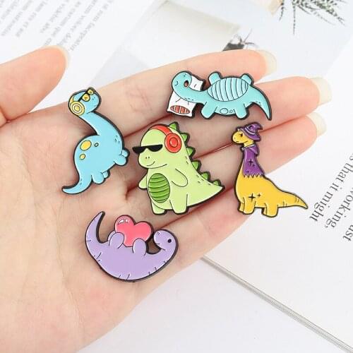 1Pcs New Cute Dinosaurs Enamel Pins Custom Animals Brooch Lapel Badge Bag Cartoon Brooches Jewelry Gift for Kids Friends