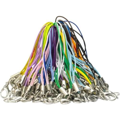 100pcs/lot Multicolor Lobster Clasp Lanyard Strap Cord Mobile Straps Charm Nylon Key Ring Chain DIY Jewelry Making