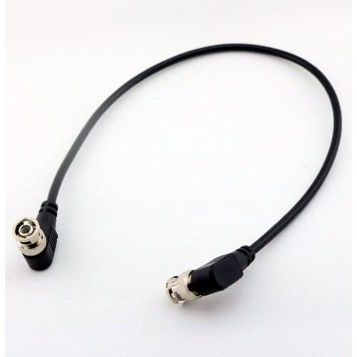 1x BNC Male to BNC Male 75ohm Right Angle Coaxial Male to Male Extension Cable for CCTV Camera 50cm/1m Black