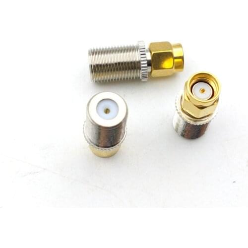 2PCS brass F Type Female Jack to RP-SMA Male Plug Center RF Coaxial Adapter Connector