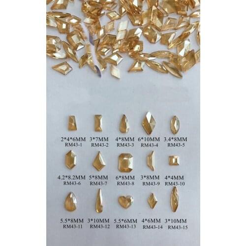 30pcs/bag Crystal Gold Different Shapes Crystal Gem Flat-Black Gem Decoration Nail Art RM43